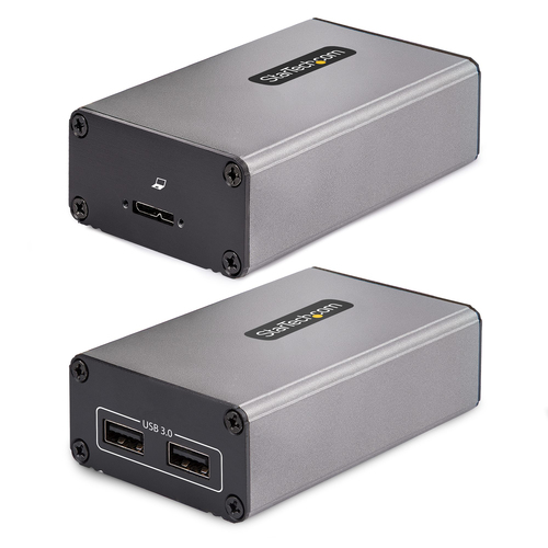 2-Port USB 3.0 Extender over OM3 Multimode Fiber, LC/LC, 2x 5Gbps USB-A Hub, ... adapteris