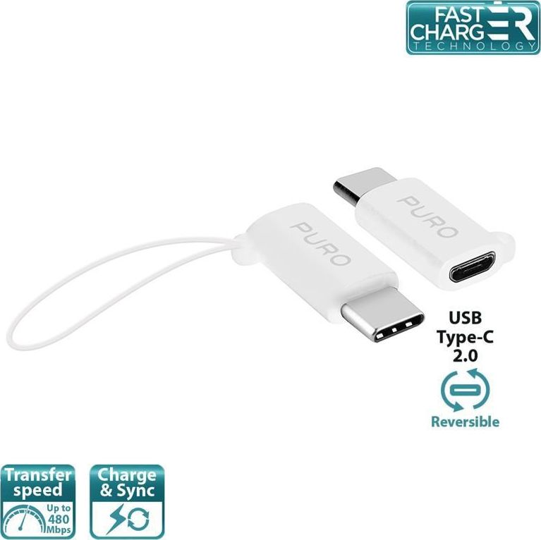 Adapter USB Puro USB-C - microUSB Bialy  (42572-uniw) 42572-uniw (8033830188190)