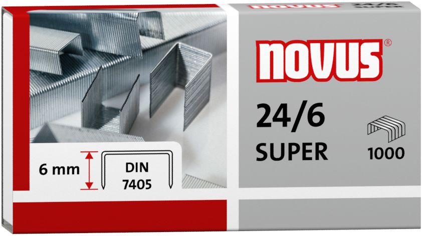 Novus Zszywki 24/6 DIN super x 1000 (4009729003688) 4009729003688 (4009729003688) biroja tehnikas aksesuāri