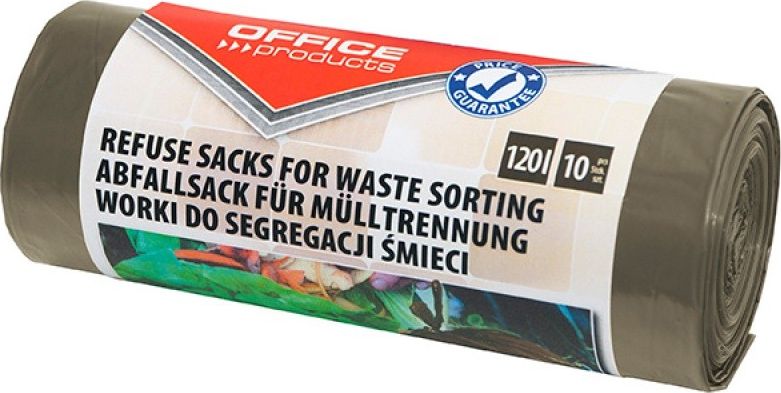 Office Products Worki na smieci domowe OFFICE PRODUCTS, do segregacji odpadow BIO, mocne (LDPE), 120l, 10szt., brazowe 22025232-18 (59015036 atkritumu tvertne