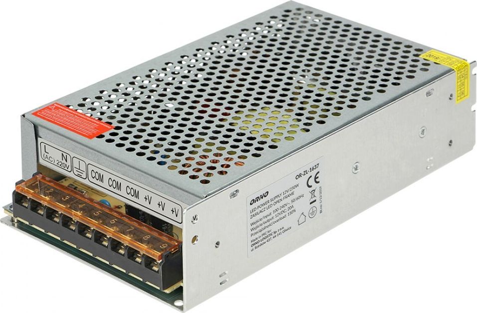 Zasilacz serwerowy Orno Zasilacz open frame 12VDC 250W, IP20 Serveru aksesuāri