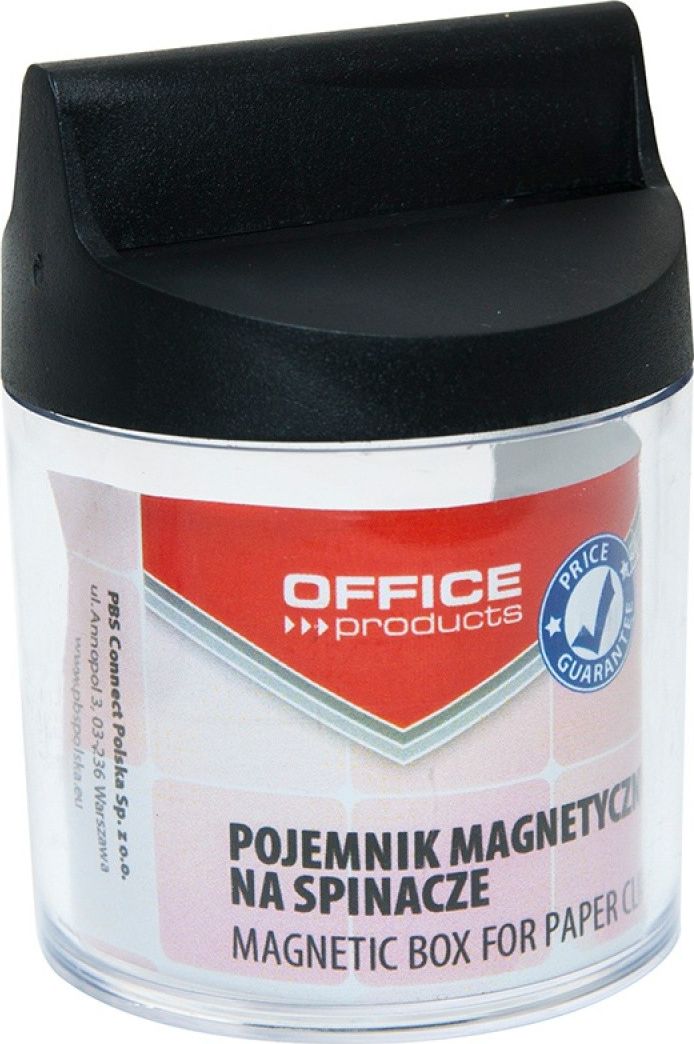 Pojemnik magnetyczny na spinacze Office Products,okragly, bez spinaczy, transparentny 18184411-99 PBSX0852 (5901503683989) biroja tehnikas aksesuāri