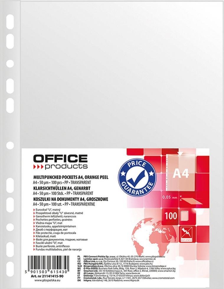 Office Products Koszulki na dokumenty OFFICE PRODUCTS, PP, A4, groszkowe, 50mikr., 100szt. 21141415-90 (5901503615430) laminators