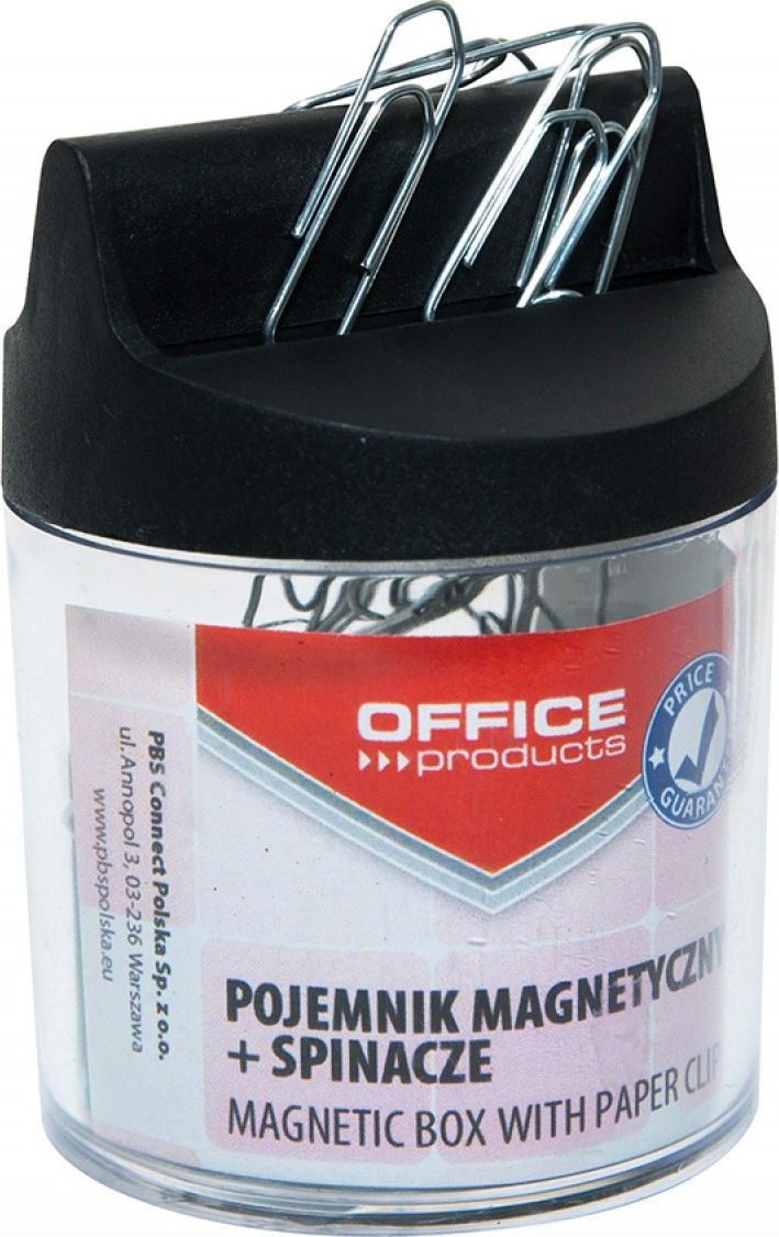 Office Products Pojemnik magn. na spinacze OFFICE PRODUCTS, okragly, ze spinaczami, transparentny 18184421-99 (5901503683972) biroja tehnikas aksesuāri