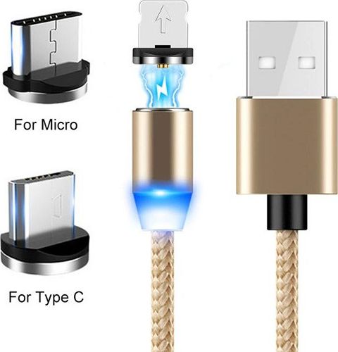 Kabel USB Prolink USB-A - USB-C + microUSB + Lightning 1 m Zloty (023342) 023342 (5902012965016) USB kabelis