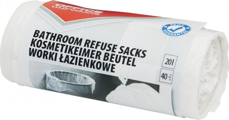 Office Products Worki na smieci domowe OFFICE PRODUCTS, lazienkowe, standard (HDPE), 20l, 40szt., biale 22025169-14 (5901503606148) atkritumu tvertne