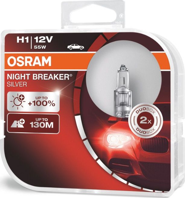 Osram Zarowk halogenowe Osram H1 12V 55W P14,5s NIGHT BREAKER SILVER +100% /2 szt./ AMI-O-64150NBS-HCB (4052899992290) auto spuldze