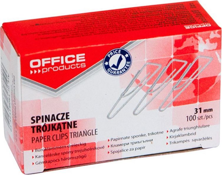 Office Products Spinacze trojkatne OFFICE PRODUCTS, 31mm, 100szt., srebrne 18083125-19 (5901503656419) biroja tehnikas aksesuāri