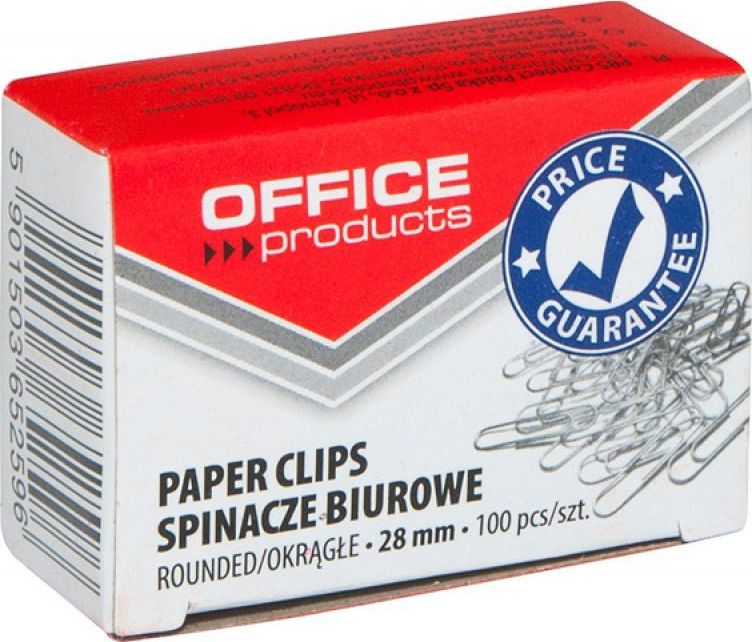 Office Products Spinacze okragle OFFICE PRODUCTS, 28mm, 100szt., srebrne ^ 18082815-19 (5901503652596) biroja tehnikas aksesuāri