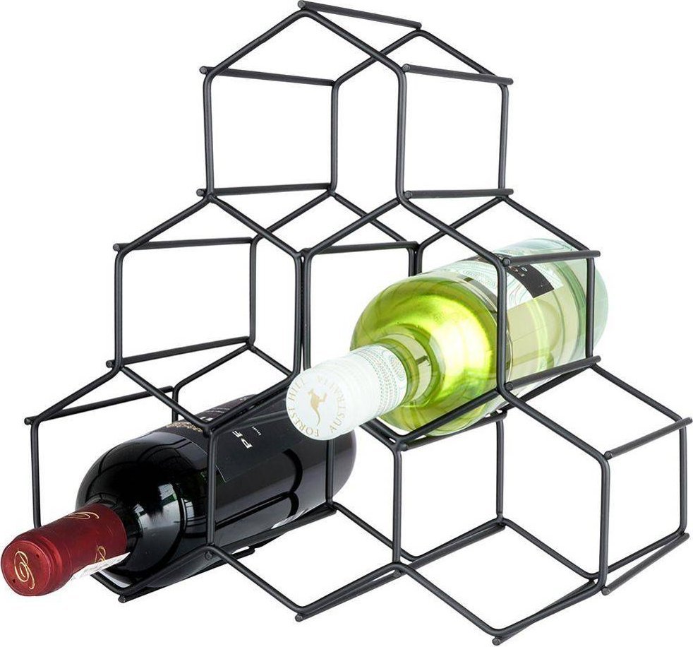 Vilde Stojak na wino metalowy czarny 6 butelek 29,5x14,5x28,5 cm 229059 (5904316422929) Vīna skapji