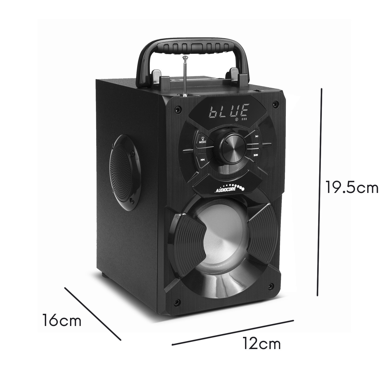 Audiocore bluetooth portable speaker, FM radio, SD/MMC card slot, AUX, USB, remote control, AC730 pārnēsājamais skaļrunis