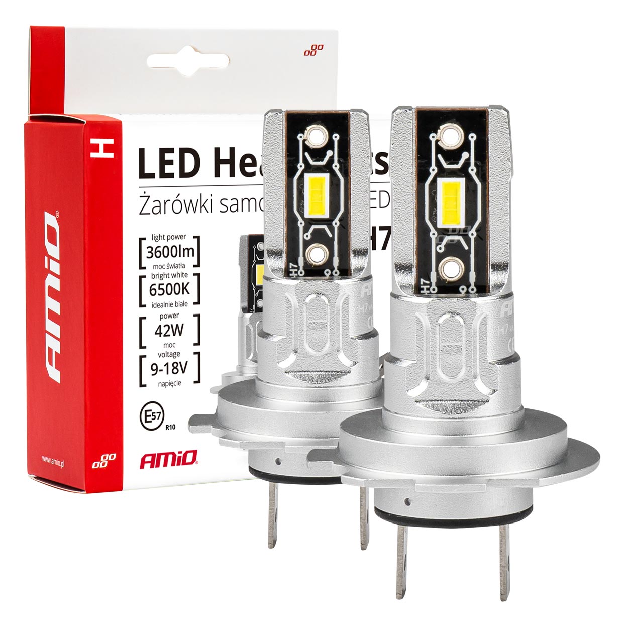 AMiO LED car bulbs h-mini series h7 h18 6500k canbus amio-03332 auto spuldze