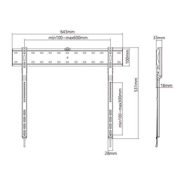 Sbox PLB-7036F (43-80/40kg/600x300) 0736373267121 TV stiprinājums