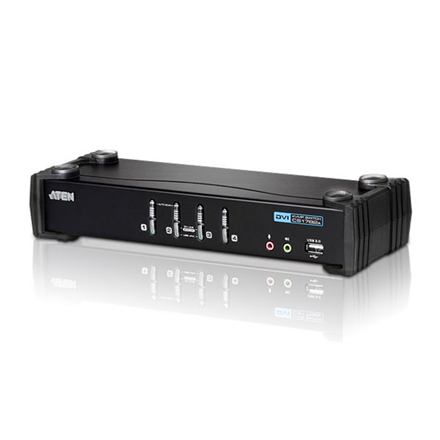 ATEN CS1764A 4-Port DVI USB 2.0 KVMP Switch, 4x DVI-D Cables, 2-port Hub, Audio KVM komutators