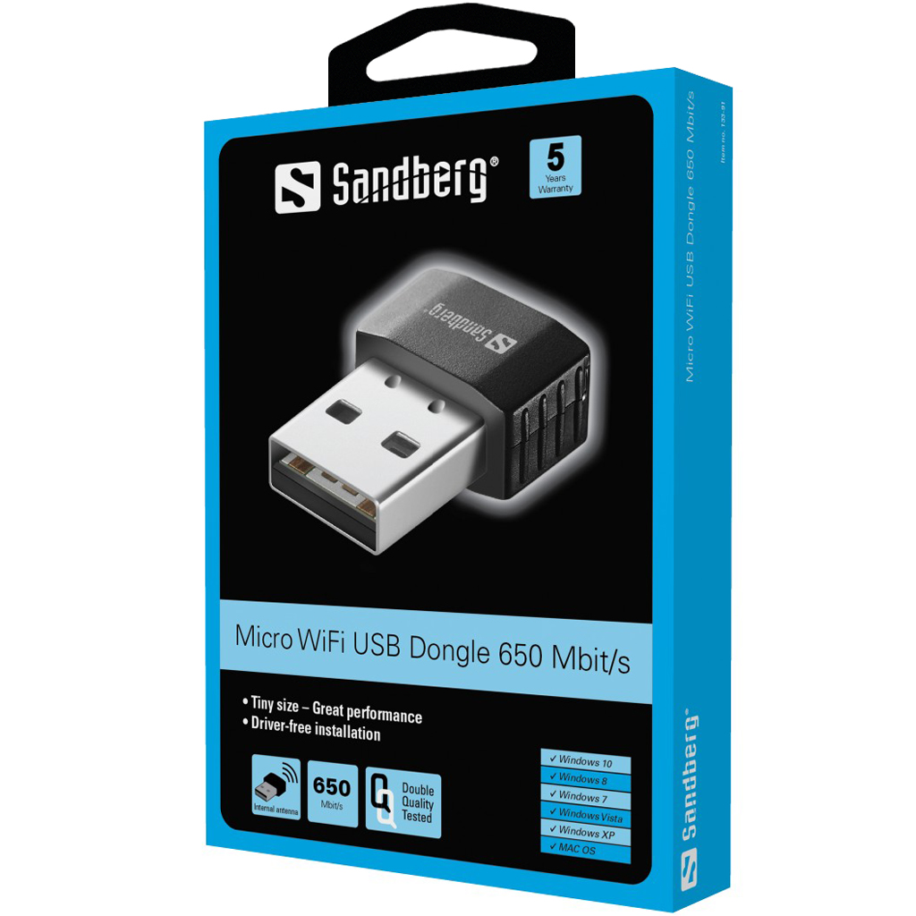 Sandberg Micro Wifi Dongle 650 Mbit/s   5705730133916