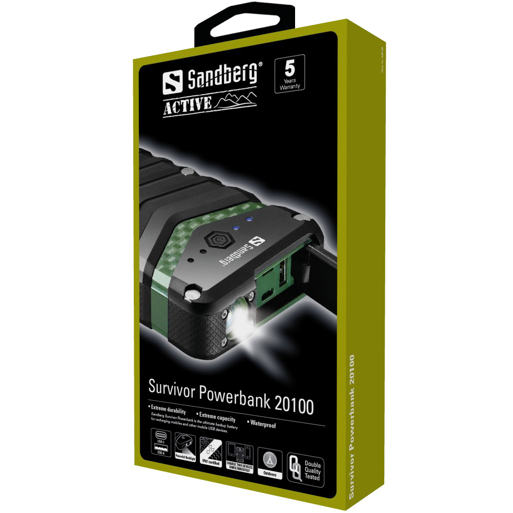 Sandberg 420-36 Survivor Powerbank 20100 5705730420368 Powerbank, mobilā uzlādes iekārta