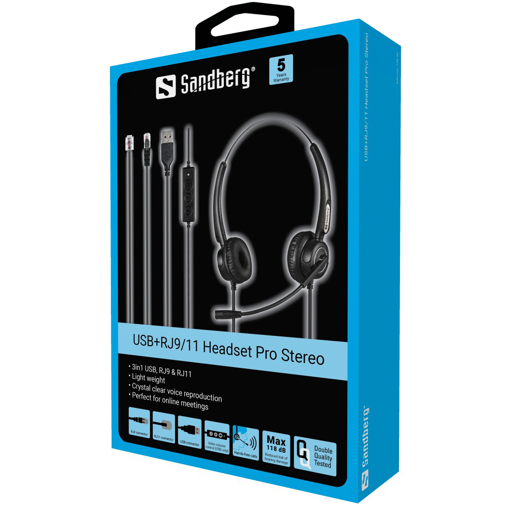 SANDBERG USB+RJ9/11 Headset Pro Stereo austiņas