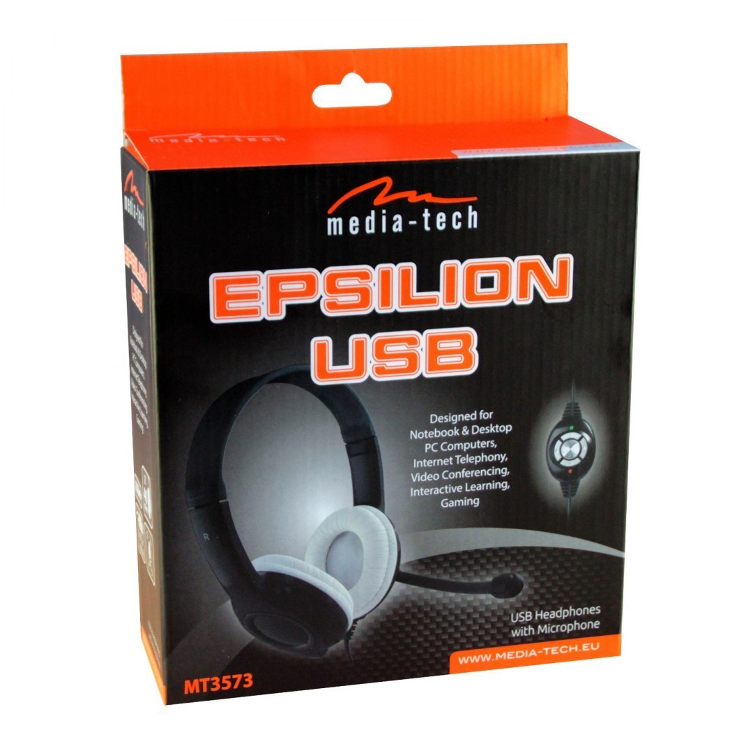 Media-tech EPSILION USB - USB headphones, cable remote control with sound and mic. austiņas