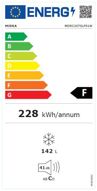 Midea MDRC207SLF01W (MCF150W) white Array Vertikālā Saldētava