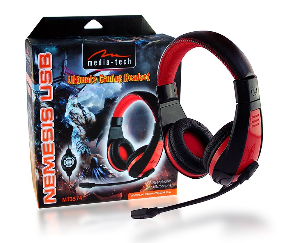 Media-tech NEMESIS USB - Stereo USB headphones for gamers, cable remote control austiņas