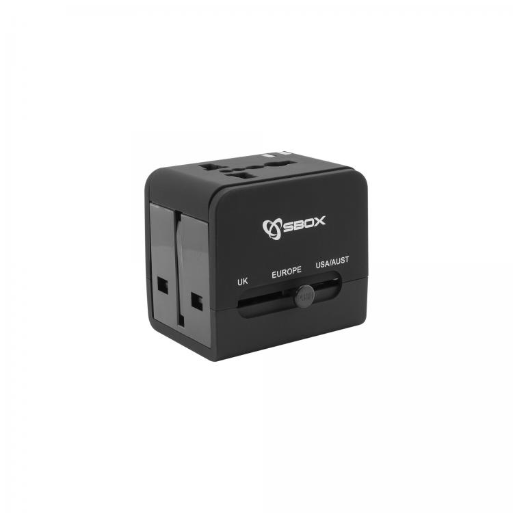 Sbox TA-23 Universal Travel Adapter with Dual USB Charger 0616320539306 iekārtas lādētājs