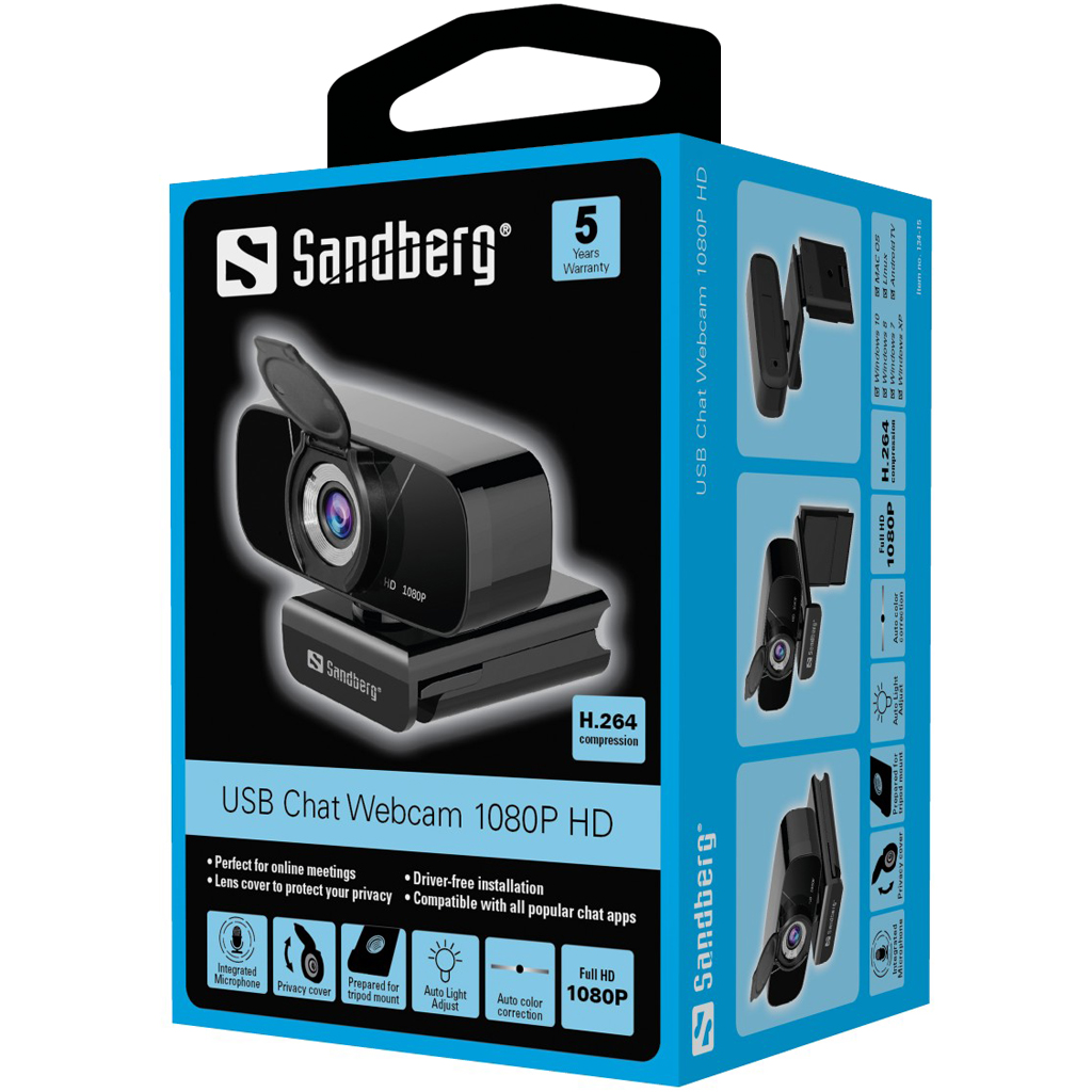 Sandberg USB Chat Webcam 1080P HD 5705730134159 USB Chat Webcam 1080P HD, 2  134-15 web kamera