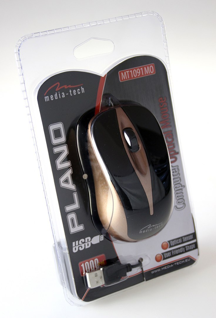 Media-Tech Plano mouse USB Optical 800 DPI Plano black-gold Datora pele