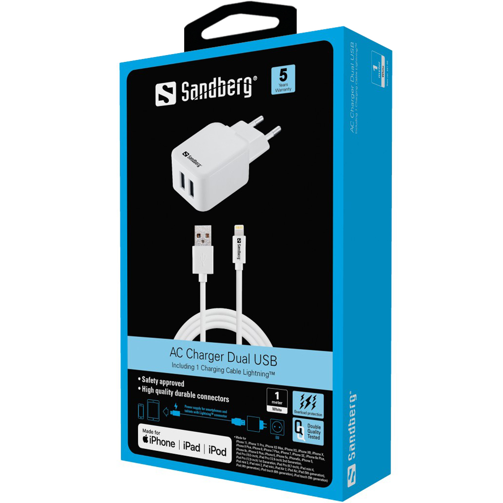 Sandberg AC Charger EU Lightning 2.4A   5705730441035 aksesuārs mobilajiem telefoniem