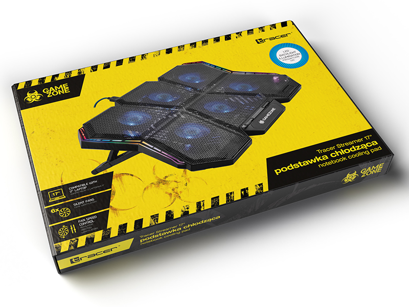 Tracer TRASTA46889 GAMEZONE Streamer notebook cooling pad 420x300x25 mm (17") 1000 RPM portatīvā datora dzesētājs, paliknis