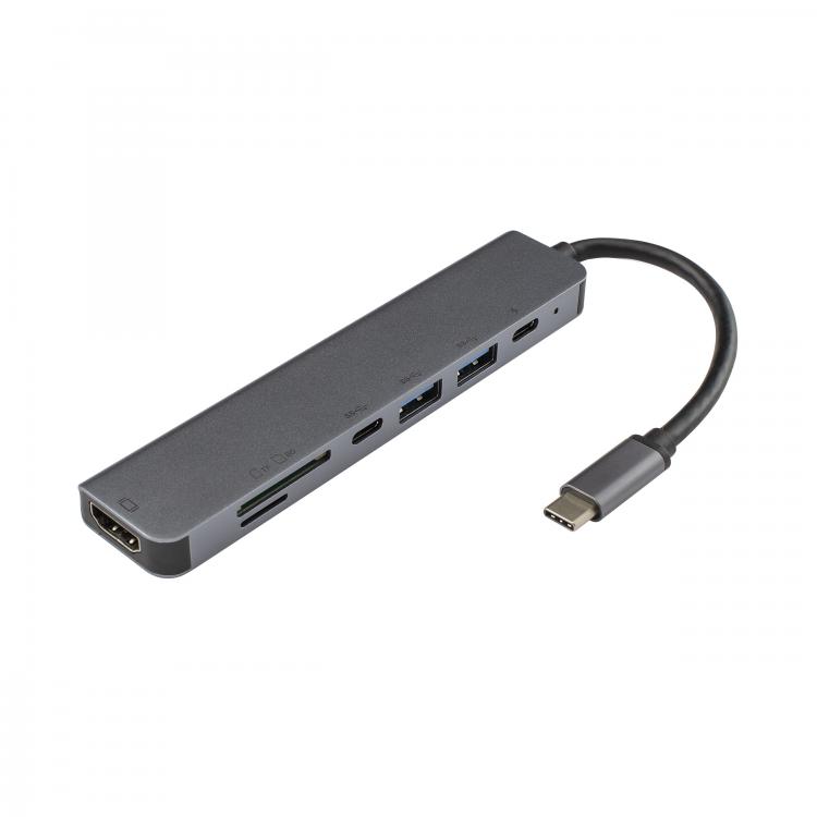 Sbox TYPEC-7IN1 PD + C + HDMI + TF + SD + 2 x USB USB centrmezgli