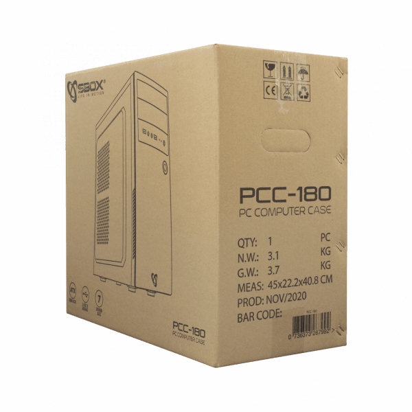 Sbox PCC-180 ATX 0736373267992 Datora korpuss