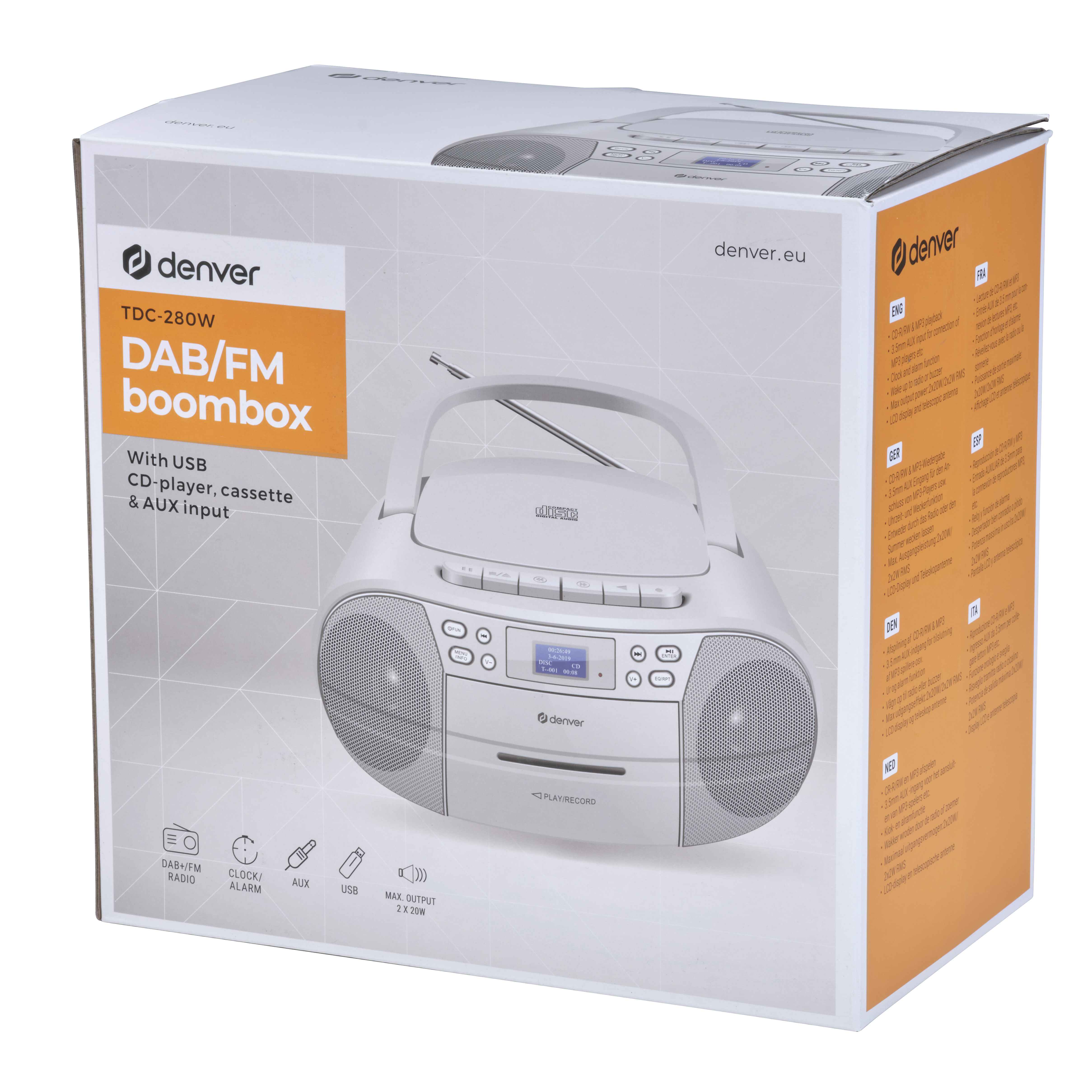 Denver TDC-280W white radio, radiopulksteņi