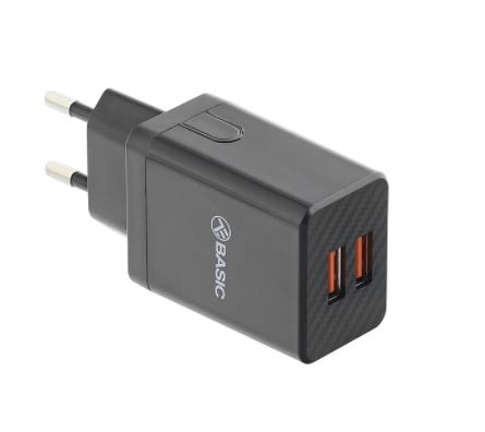 Tellur Basic Wall charger HC204 2xUSB, 2.4A, black 5949120000888 iekārtas lādētājs