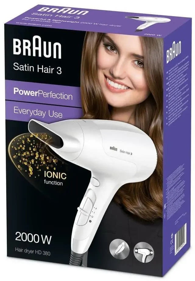 Braun Satin Hair 3 HD 380 Power Perfection white Matu fēns