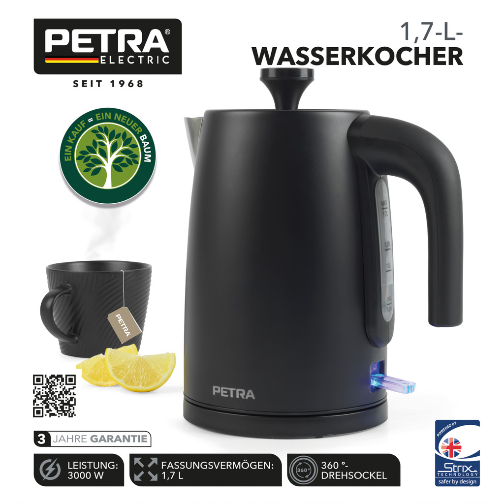 Petra PT5632MBLKVDE 3KW Kettle matte black 5054061502305 Elektriskā Tējkanna