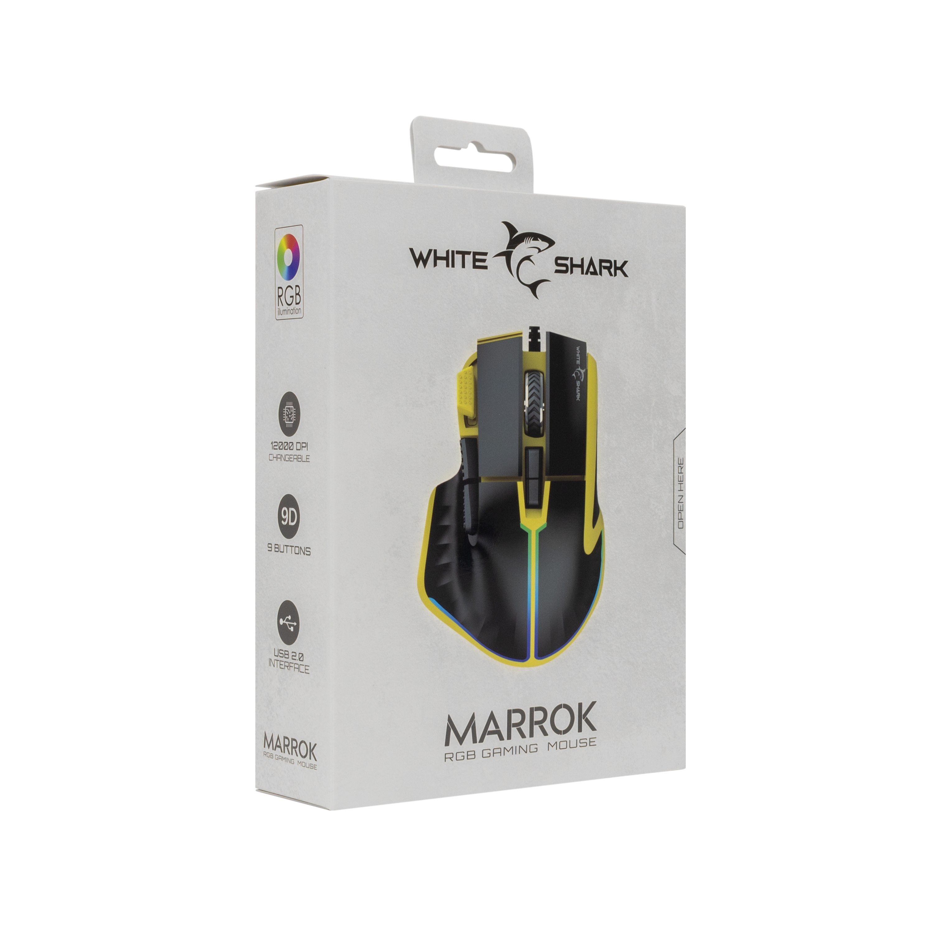 White Shark GM-9006 MARROK Yellow RGB / 12.000 dpi 3858894502011 Datora pele