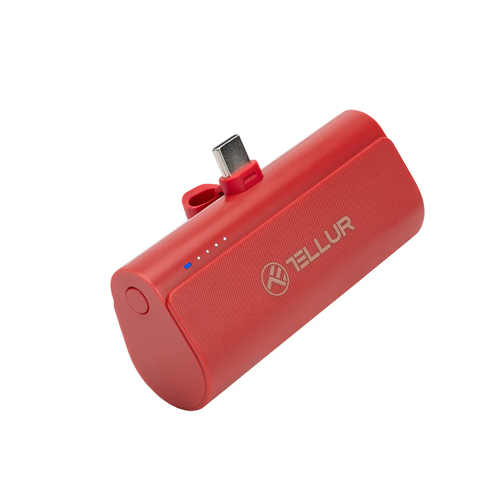 Tellur PD202 Powerbank 5000mAh red 5949120005166 Powerbank, mobilā uzlādes iekārta