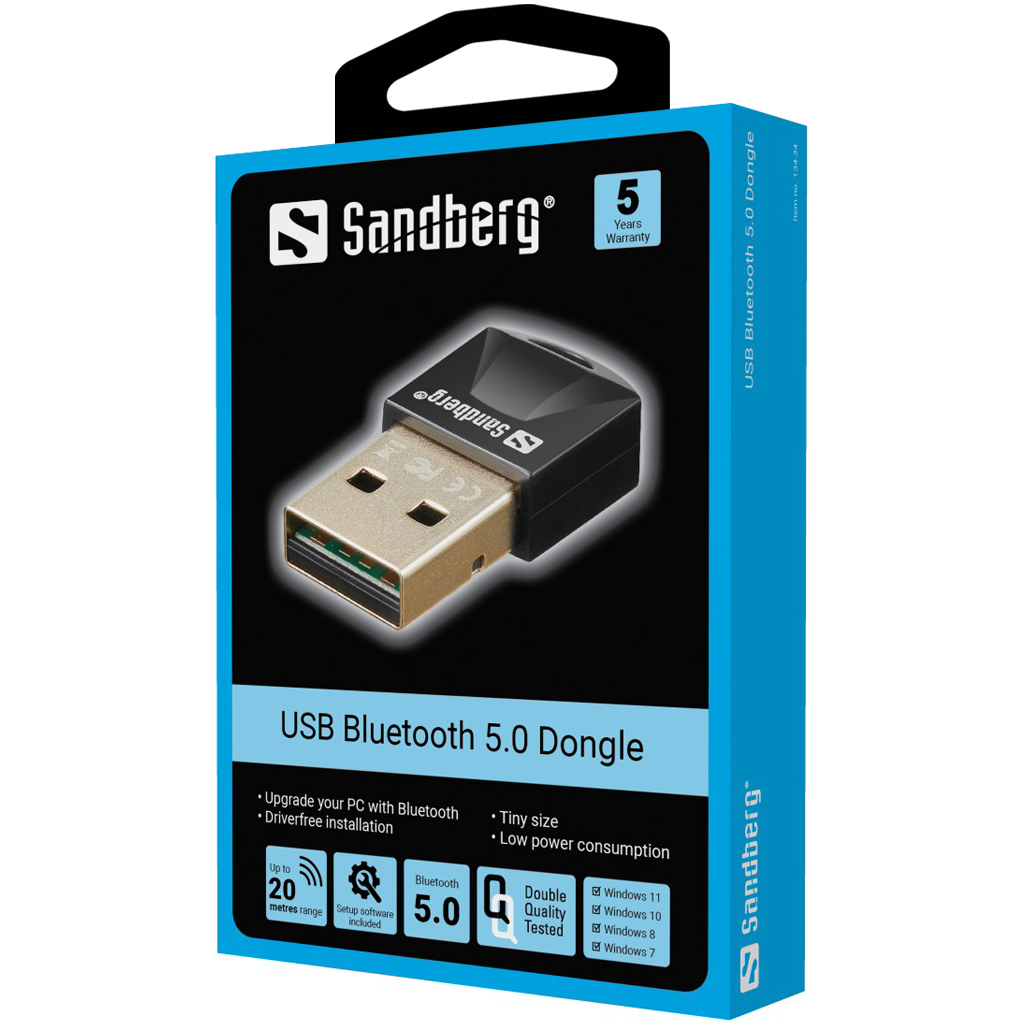 SANDBERG USB Bluetooth 5.0 Dongle iekārtas lādētājs