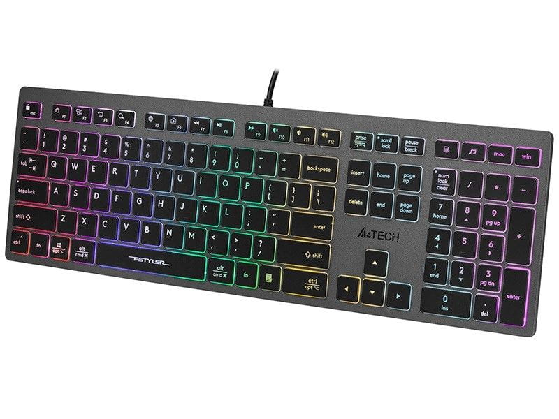 A4Tech FSTYLER FX60H (Neon Backlit) keyboard USB QWERTY Black, Grey klaviatūra