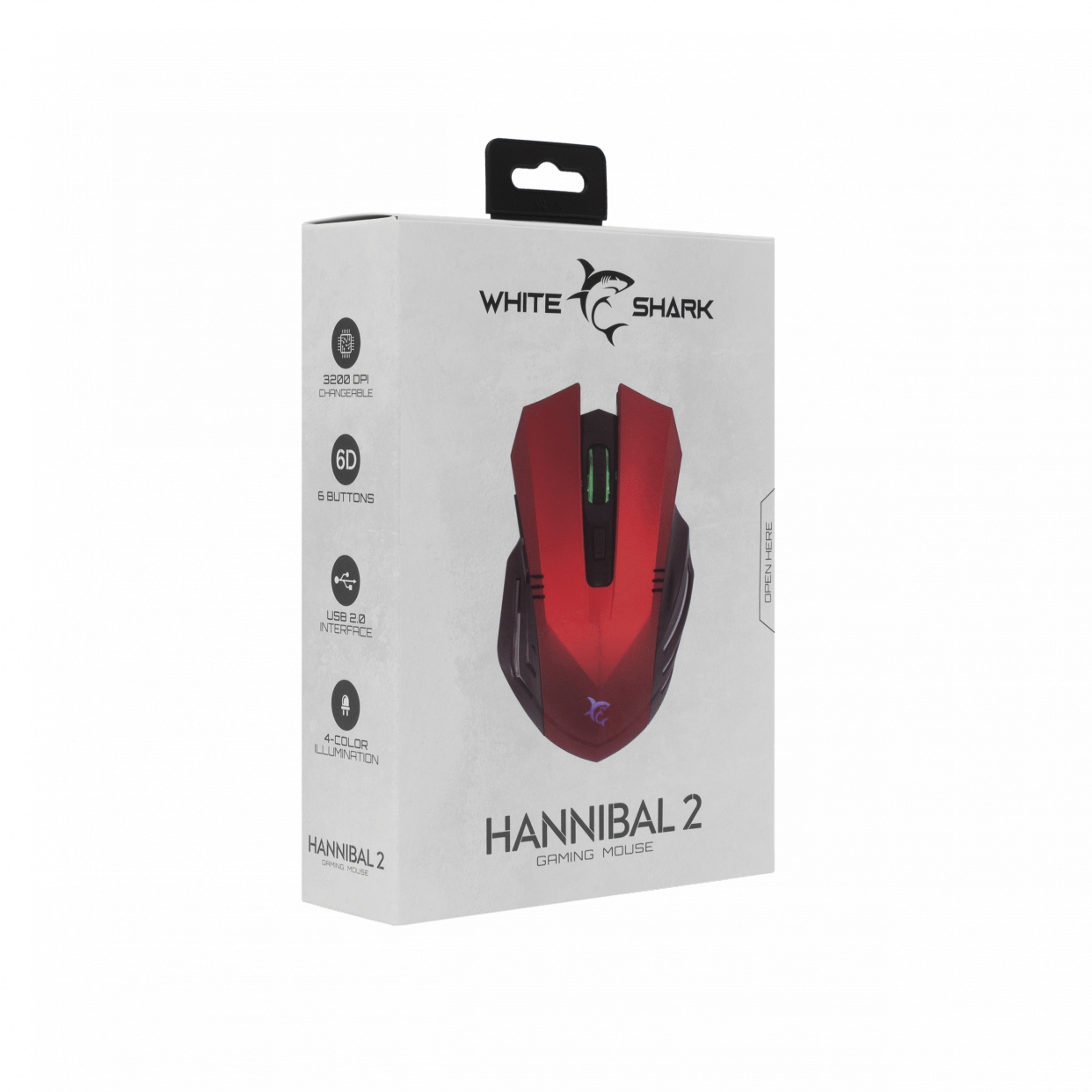 White Shark GM-5006 HANNIBAL-2 Red   3200 DPI 0616320539498 Datora pele