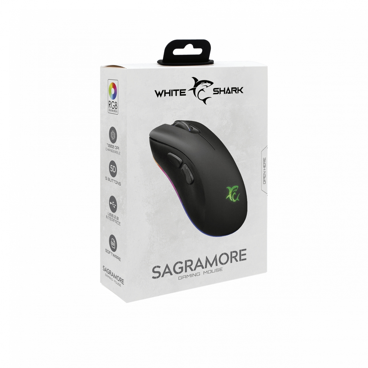 White Shark GM-9003 SAGRAMORE  RGB/7.000 DPI 736373267244 Datora pele