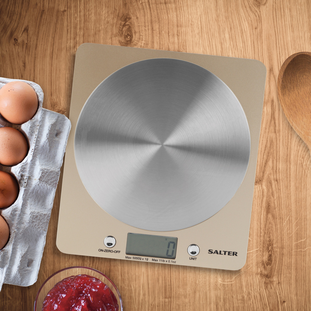 Salter 1036 OLCFEU16 Olympic Disc Electronic Digital Kitchen Scales Gold 5054061481303 virtuves svari