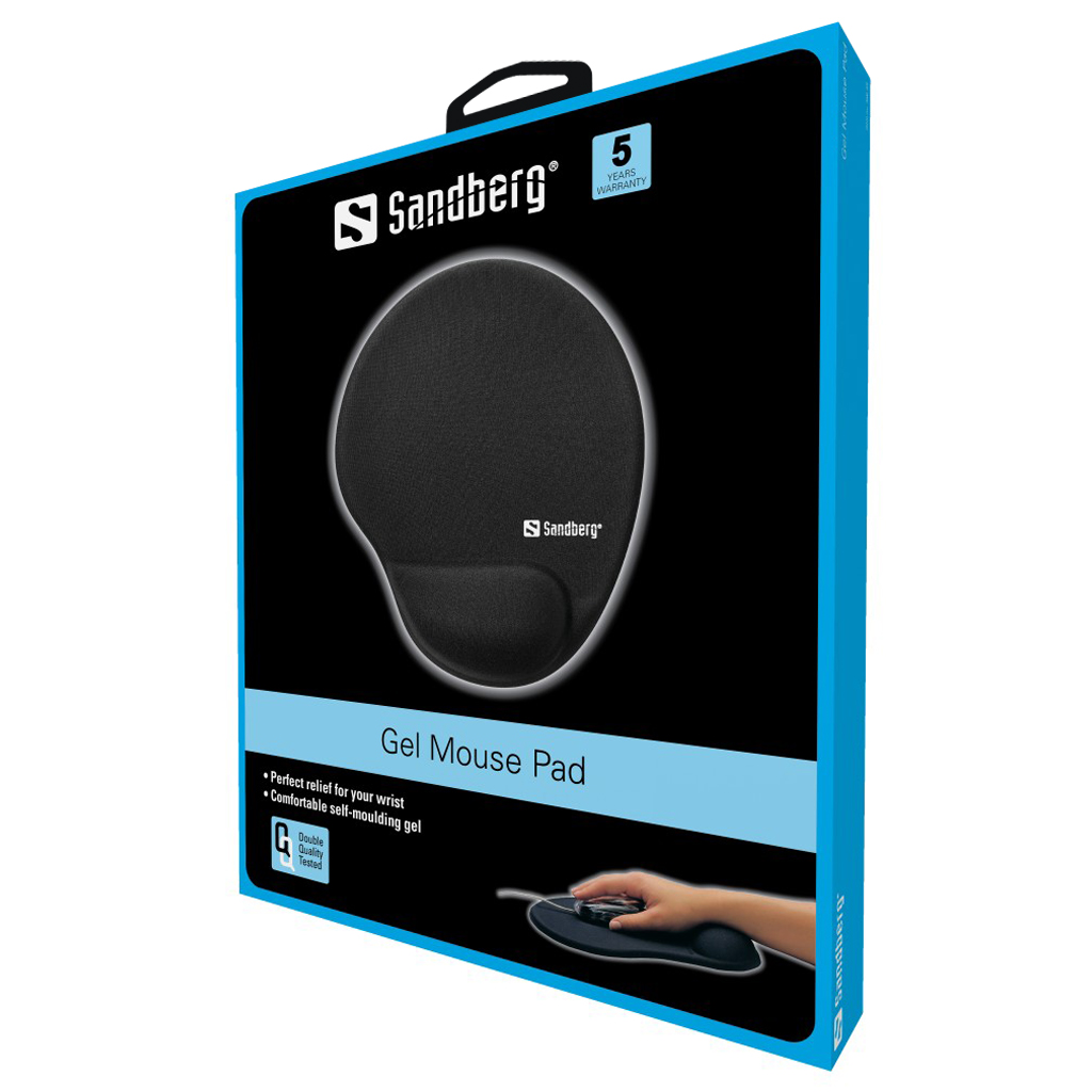 Sandberg Gel Mousepad with Wrist Rest, Black peles paliknis