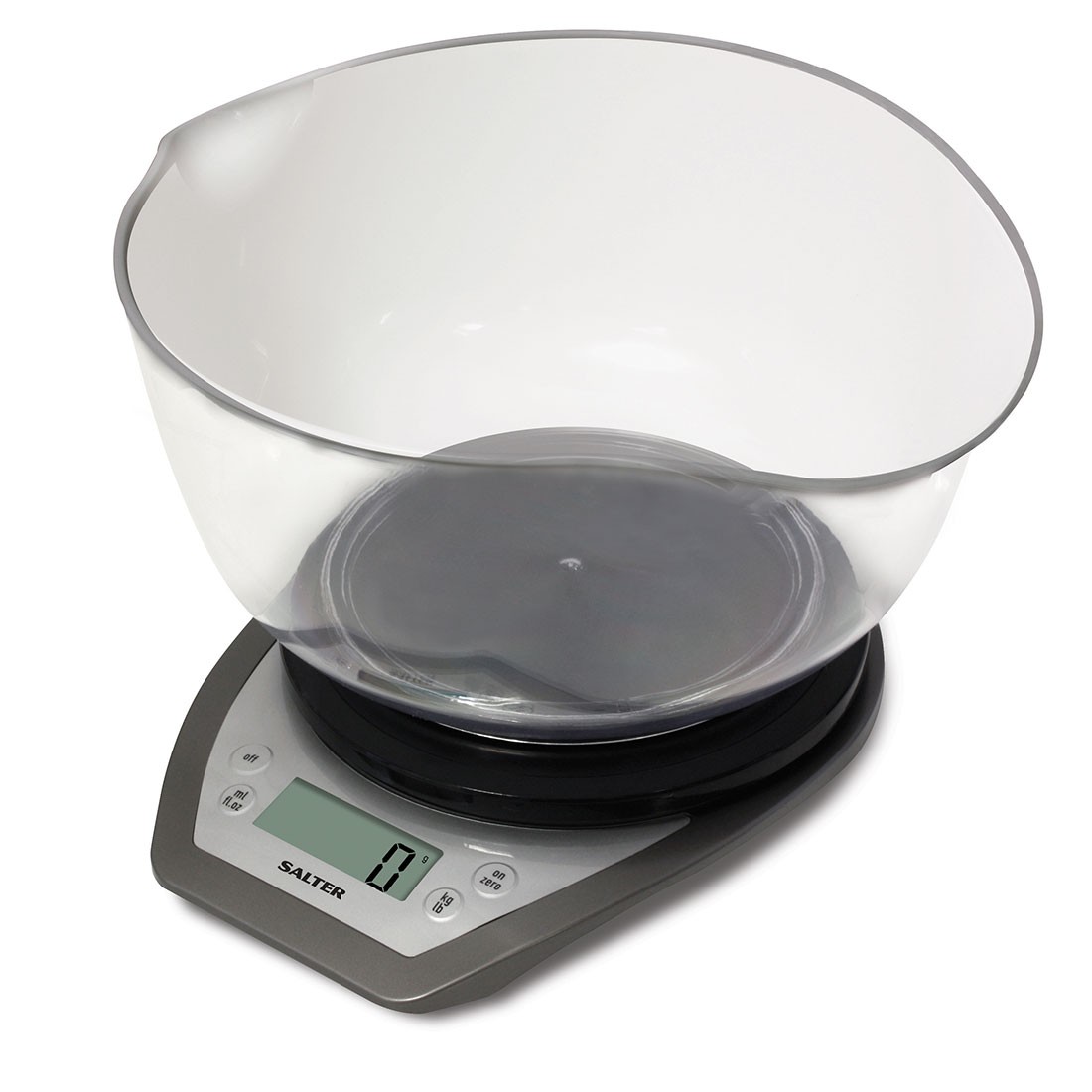 Salter 1024 SVDR14 Electronic Kitchen Scales with Dual Pour Mixing Bowl silver 5010777134520 virtuves svari