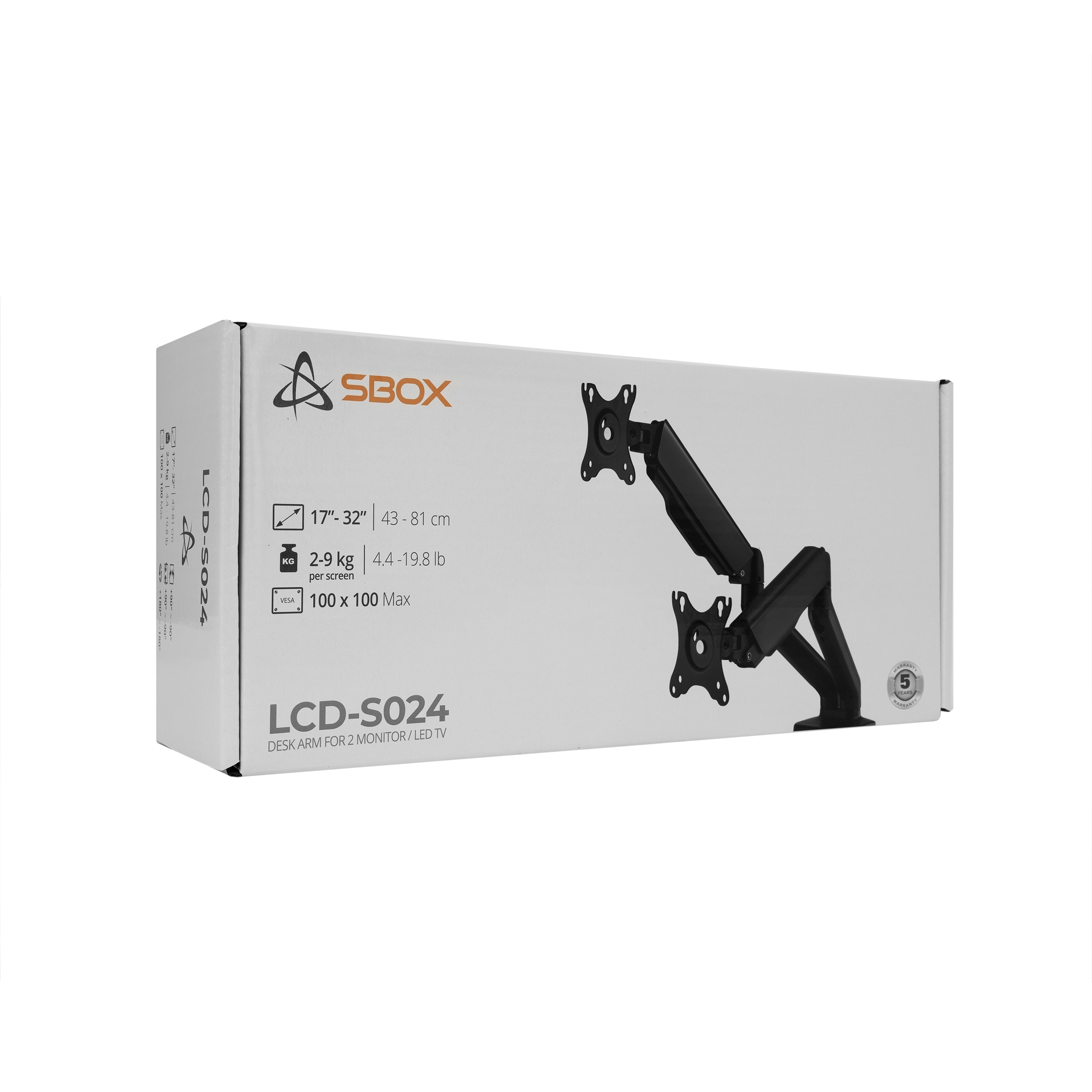 Sbox Desktop LCD-S024-2 (17-32/2x2-9kg/100x100) 3858894502905