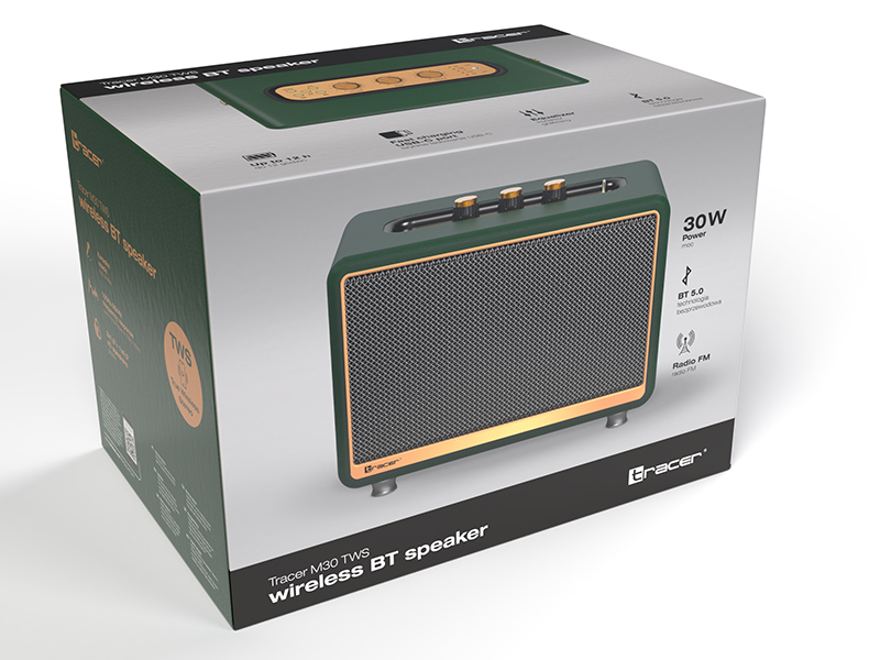 Tracer M30 speaker TWS bluetooth 30W green TRAGLO47247 pārnēsājamais skaļrunis