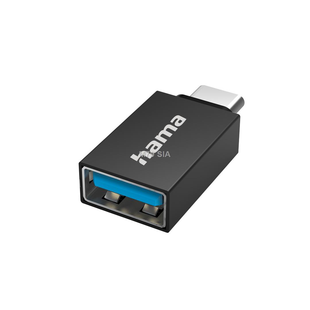 Hama USB adapter, USB-C Plug - USB-A Socket, melna - Adapteris LED Televizors