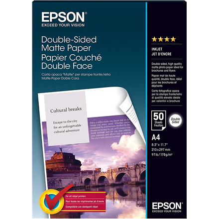 Paper Epson Double Sided Matte | 178g | A4 | 50sheets foto papīrs