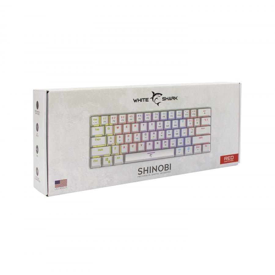 White Shark Shinobi GK-2022 Red Switch, White US 0736373269613 klaviatūra