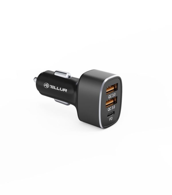 Tellur Car Charger FCC9, 56W, 9A (2XQC 3.0 + PD20W) black 5949120003582 iekārtas lādētājs